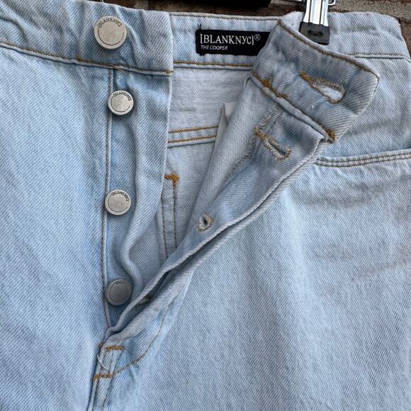 Blank NYC The Cooper High Rise Slim Straight Jeans 30 Light Wash Side Slit - Picture 9 of 9